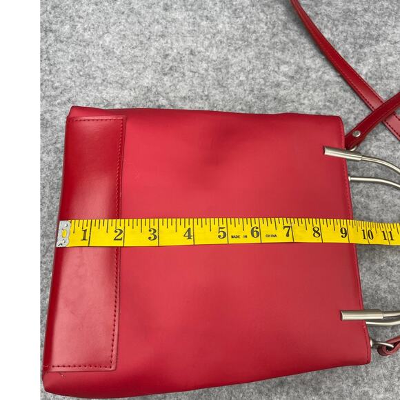 Esprit 1968 Vintage 90s Red Silver Top Handle Crossbody Bag Purse - Picture 5 of 14